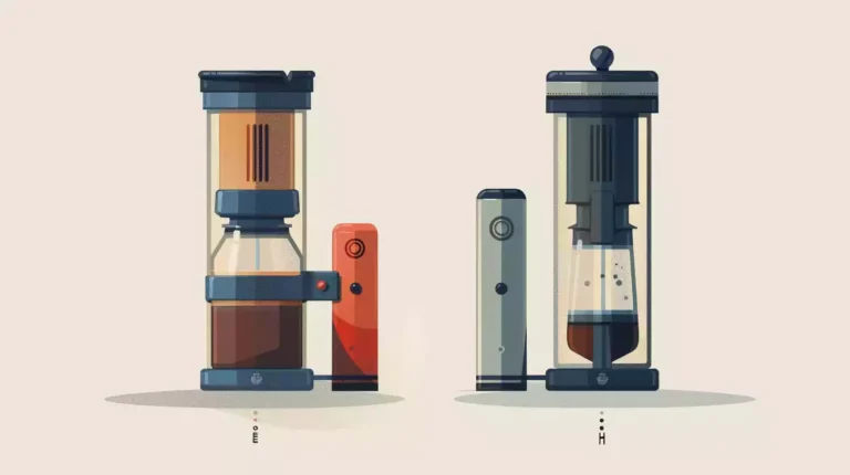 A side-by-side comparison of a Minipresso and an Aeropress for brewing coffee.